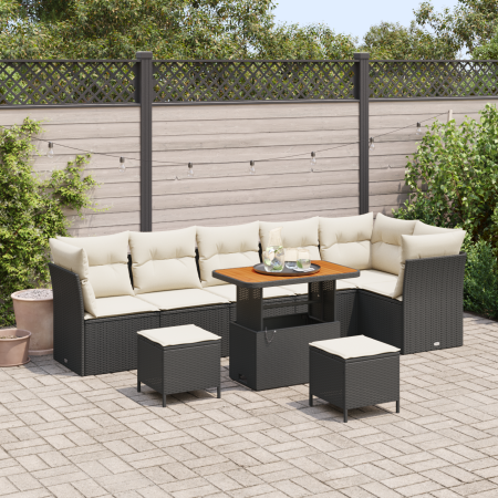 Conjunto de Sofás de Jardín de 9 Piezas con Cojines Negro Poliratán Acacia de , Sofás de exterior - Ref: Foro24-3361505, Prec...
