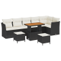 Conjunto de Sofás de Jardín de 9 Piezas con Cojines Negro Poliratán Acacia de , Sofás de exterior - Ref: Foro24-3361505, Prec...