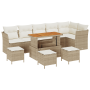 Conjunto de Sofás de Jardín de 10 Piezas con Cojines Beige Ratán Poliéster Acacia de , Sofás de exterior - Ref: Foro24-336151...