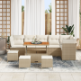 Conjunto de Sofás de Jardín de 10 Piezas con Cojines Beige Ratán Poliéster Acacia de , Sofás de exterior - Ref: Foro24-336151...