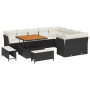 Conjunto de Sofá de Jardín de 12 Piezas con Cojines Ratán Poly Negra Acacia de , Sofás de exterior - Ref: Foro24-3361515, Pre...