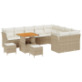 Juego de Sofás de Jardín de 12 Piezas con Cojines Beige Polirratán Acacia de , Sofás de exterior - Ref: Foro24-3361521, Preci...