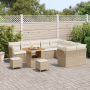 Juego de Sofás de Jardín de 12 Piezas con Cojines Beige Polirratán Acacia de , Sofás de exterior - Ref: Foro24-3361521, Preci...