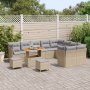 Conjunto de Sofá de Jardín de 12 Piezas con Cojines Beige Ratán PE Acacia de , Sofás de exterior - Ref: Foro24-3361527, Preci...
