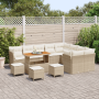Juego de Sofá de Jardín de 13 piezas con cojines Beige Ratan Poliéster Acacia de , Sofás de exterior - Ref: Foro24-3361531, P...