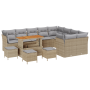 Conjunto de Sofá de Jardín de 13 Piezas con Cojines Beige Ratán Poliéster de , Sofás de exterior - Ref: Foro24-3361532, Preci...