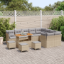 Conjunto de Sofá de Jardín de 13 Piezas con Cojines Beige Ratán Poliéster de , Sofás de exterior - Ref: Foro24-3361532, Preci...