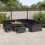 Conjunto de Sofá de Jardín de 13 Piezas con Cojines Negros de Poliratán y Acacia de , Sofás de exterior - Ref: Foro24-3361534...