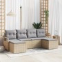 Conjunto de sofá de jardín 6 pcs Beige Poliratán