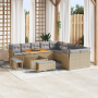Juego de Sofá de Jardín de 13 Piezas  con Cojines Beige Poliratán Acacia | Foro24.es | Tu tienda online para hogar, jardín y más Foro24.es