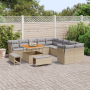 Juego de Sofá de Jardín de 13 Piezas  con Cojines Beige Poliratán Acacia | Foro24.es | Tu tienda online para hogar, jardín y más Foro24.es