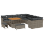 Juego de Sofá de Jardín de 13 piezas con cojines gris rattan acacia | Foro24.es | Tu tienda online para hogar, jardín y más Foro24.es