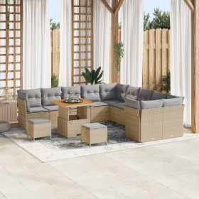 Conjunto de Sofás de Jardín de 13 Piezas con Cojines Beige Poliratán de , Sofás de exterior - Ref: Foro24-3361542, Precio: 84...