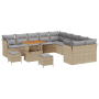 Conjunto de Sofá de Jardín de 13 Piezas con Cojines Beige de Poliratán y Acacia de , Sofás de exterior - Ref: Foro24-3361547,...
