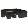 Set de Sofá de Jardín de 14 Piezas con Cojines Negro Poliratán Acacia de , Sofás de exterior - Ref: Foro24-3361549, Precio: 9...