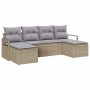 Conjunto de sofá de jardín 6 pcs Beige Poliratán