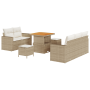 Juego de Sofás de Jardín de 8 Piezas con Cojines Beige Polirratán Acacia | Foro24.es | Tu tienda online para hogar, jardín y más Foro24.es