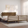 Honey brown solid wood bed frame and headboard 200x200 cm by vidaXL, Beds and slatted bases - Ref: Foro24-3195309, Price: 175...