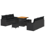 Set de Sofás de Jardín de 9 Piezas con Cojines Negros de Poliratán Acacia de , Sofás de exterior - Ref: Foro24-3361564, Preci...