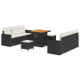 Conjunto de Sofá de Jardín de 9 Piezas con Cojines Negro Poly Rattan Acacia de , Sofás de exterior - Ref: Foro24-3361565, Pre...