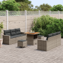 Conjunto de sofá de jardín de 9 piezas con cojines en gris de poliratán y acacia de , Sofás de exterior - Ref: Foro24-3361568...