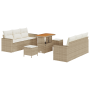 Juego de Sofá de Jardín de 9 piezas con Cojines Beige de Ratán de Polietileno Acacia de , Sofás de exterior - Ref: Foro24-336...
