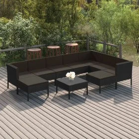 Gartenmöbel-Set 10 Stück schwarze synthetische Rattankissen von vidaXL, Gartensets - Ref: Foro24-3094437, Preis: 823,71 €, Ra...