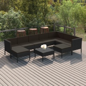 Gartenmöbel-Set 10 Stück schwarze synthetische Rattankissen von vidaXL, Gartensets - Ref: Foro24-3094437, Preis: 834,92 €, Ra...