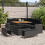 Conjunto de Sofás de Jardín de 8 piezas con Cojines Negro Polirratán Acacia de , Sofás de exterior - Ref: Foro24-3361604, Pre...