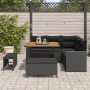 Conjunto de Sofás de Jardín de 8 piezas con Cojines Negro Polirratán Acacia de , Sofás de exterior - Ref: Foro24-3361604, Pre...