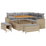 Conjunto de Sofá Jardín 8 Piezas con Cojines Beige Ratán Poliéster Acacia de , Sofás de exterior - Ref: Foro24-3361607, Preci...
