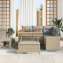 Conjunto de Sofá Jardín 8 Piezas con Cojines Beige Ratán Poliéster Acacia de , Sofás de exterior - Ref: Foro24-3361607, Preci...