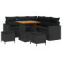 Conjunto de Sofá de Jardín de 8 Piezas con Cojines de Ratán Poliéster Negro Acacia de , Sofás de exterior - Ref: Foro24-33616...