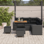 Conjunto de Sofá de Jardín de 8 Piezas con Cojines de Ratán Poliéster Negro Acacia de , Sofás de exterior - Ref: Foro24-33616...