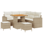 Set de Sofás de Jardín de 8 Piezas con Cojines Beige Ratán Polímero Acacia de , Sofás de exterior - Ref: Foro24-3361611, Prec...