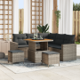 Juego de Sofá de Jardín de 8 Piezas con Cojines Gris Ratán Político Acacia de , Sofás de exterior - Ref: Foro24-3361613, Prec...