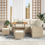 Conjunto de Sofá de Jardín de 8 Piezas con Cojines Beige Ratan de Poliéster Acacia de , Sofás de exterior - Ref: Foro24-33616...