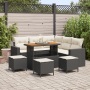 Conjunto de Sofá de Jardín de 9 Piezas con Cojines Negro Ratán Polivalente Acacia de , Sofás de exterior - Ref: Foro24-336162...