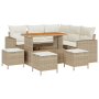 Conjunto de Sofá de Jardín de 9 Piezas con Cojines Beige de Poliratán y Acacia de , Sofás de exterior - Ref: Foro24-3361621, ...