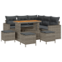 Conjunto de Sofás de Jardín de 9 Piezas con Cojines Gris de Poliratán Acacia de , Sofás de exterior - Ref: Foro24-3361623, Pr...
