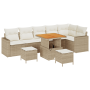 Conjunto de sofá de jardín de 9 piezas con cojines Beige Ratán Polimérico Acacia de , Sofás de exterior - Ref: Foro24-3361631...