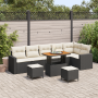 Conjunto de Sofá de Jardín de 9 Piezas con Cojines Negros de Poliratán Acacia de , Sofás de exterior - Ref: Foro24-3361635, P...