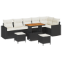 Conjunto de Sofá de Jardín de 9 Piezas con Cojines Negros de Poliratán Acacia de , Sofás de exterior - Ref: Foro24-3361635, P...