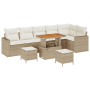 Juego de sofá jardín 9 piezas con cojines ratán poli beige acacia de , Sofás de exterior - Ref: Foro24-3361636, Precio: 582,0...