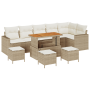 Conjunto de Sofá de Jardín con Cojines vitaXL de 10 Piezas Beige Poly Rattan Acacia de , Sofás de exterior - Ref: Foro24-3361...