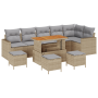 Conjunto de Sofá de Jardín de 10 Piezas con Cojines Beige Ratán Poliéster Acacia de , Sofás de exterior - Ref: Foro24-3361642...