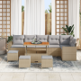 Conjunto de Sofá de Jardín de 10 Piezas con Cojines Beige Ratán Poliéster Acacia de , Sofás de exterior - Ref: Foro24-3361642...