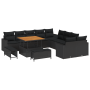 Conjunto de sofá de jardín de 13 piezas con cojines de poliratán negro y acacia de , Sofás de exterior - Ref: Foro24-3361664,...