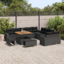 Conjunto de sofá de jardín de 13 piezas con cojines de poliratán negro y acacia de , Sofás de exterior - Ref: Foro24-3361664,...