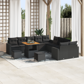 Juego de sofá de jardín de 13 piezas con cojines negro poliratán de , Sofás de exterior - Ref: Foro24-3361669, Precio: 868,90...